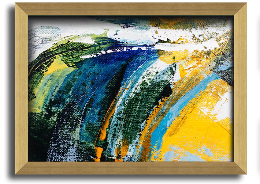 Framed print titled Abstract Strokes Of Nature, showcasing an abstract design inspired by nature, available in various frame colors.