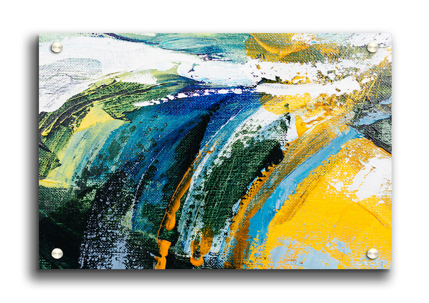 Abstract Strokes Of Nature acrylic print on 5mm thick acrylic glass, showcasing vibrant colors and modern design.