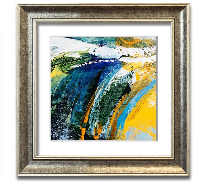 Abstract Strokes Of Nature square framed print with vibrant colors and unique design, ready to hang on a wall.