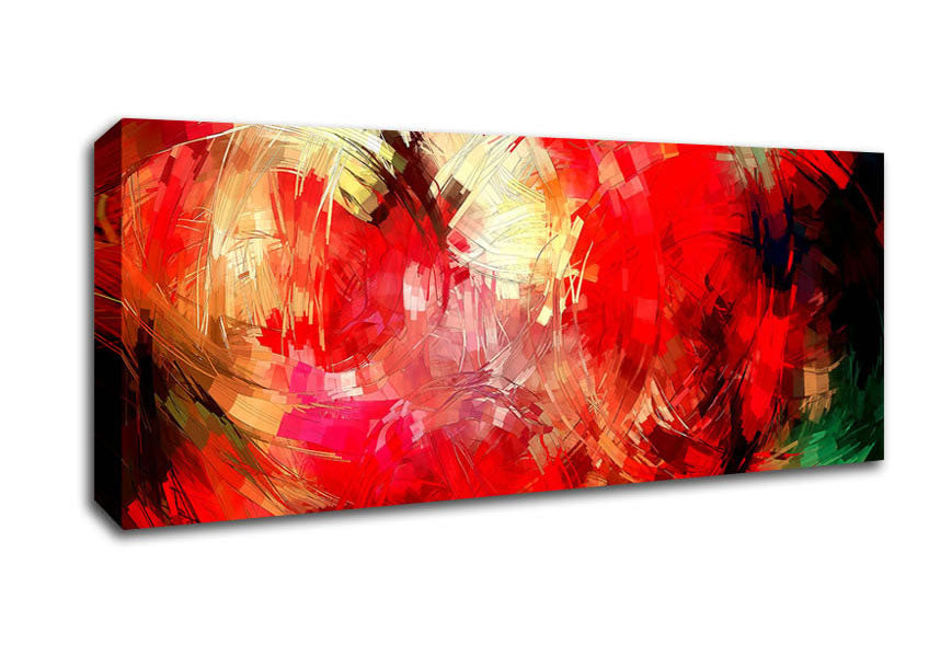 Abstract Swirl Design canvas art mounted on a 44mm box frame, showcasing vibrant colors and modern patterns.