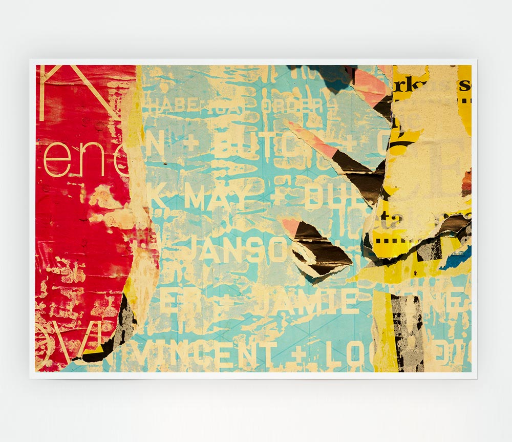 Abstract Textured Text poster on high-quality canvas, showcasing vibrant colors and intricate textures.