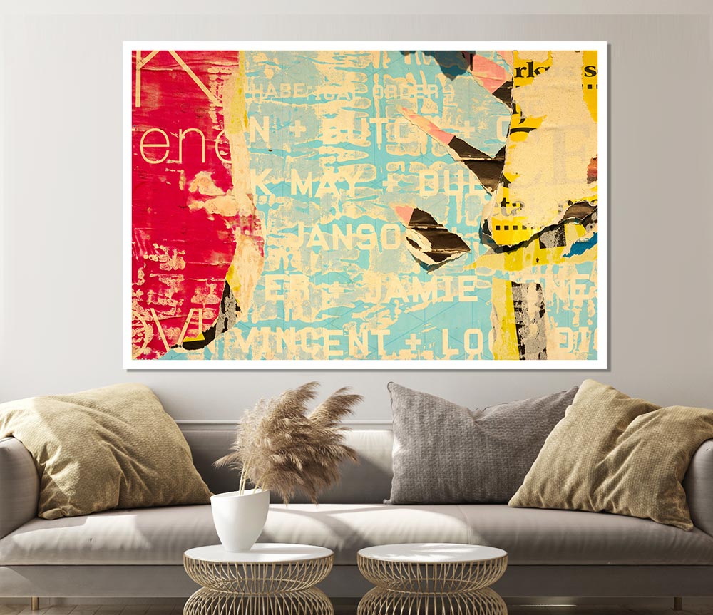 Abstract Textured Text poster on high-quality canvas, showcasing vibrant colors and intricate textures.