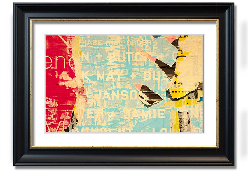 Abstract Textured Text framed print with multiple frame colour options, handmade in the UK.