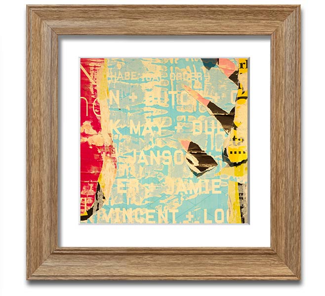 Abstract Textured Text Square Framed Print with multiple frame color options, showcasing a modern abstract design.