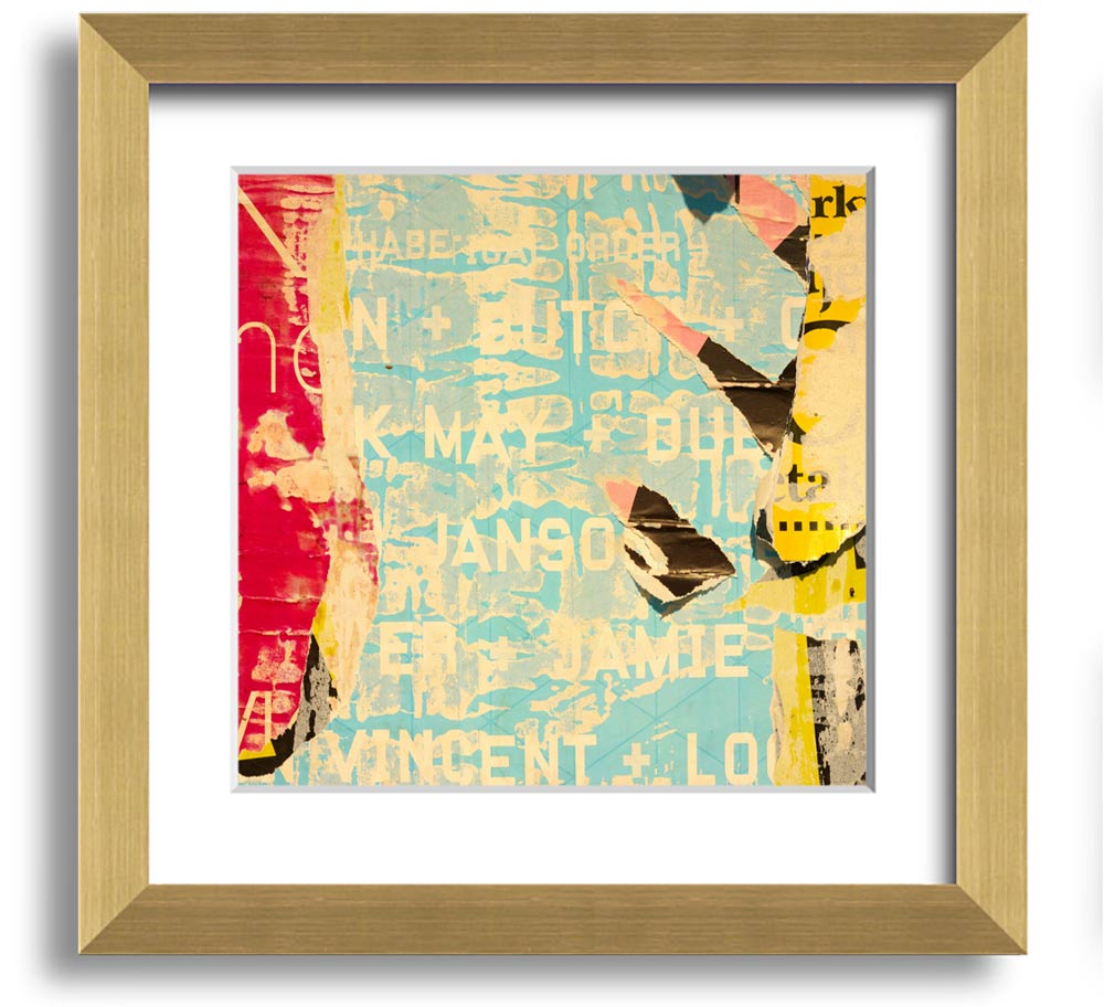 Abstract Textured Text Square Framed Print with multiple frame color options, showcasing a modern abstract design.