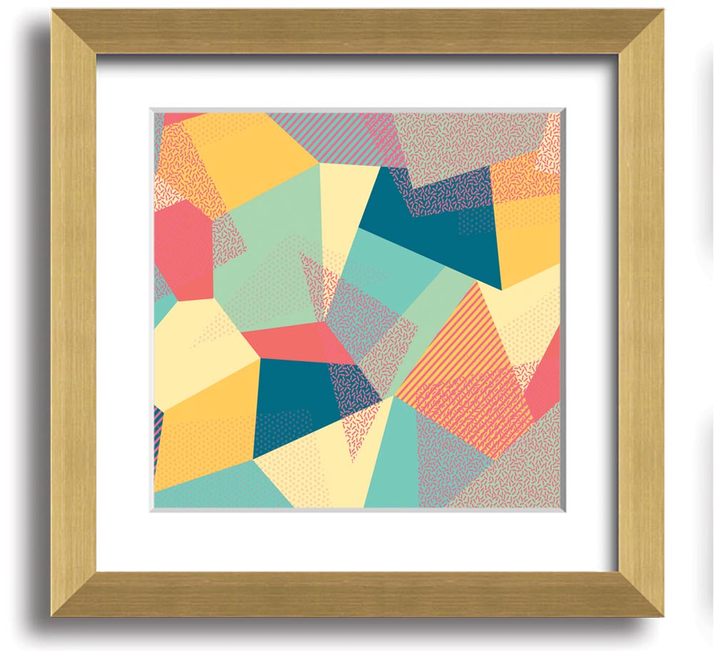 Abstract Triangles Square Framed Print in a stylish frame, showcasing geometric designs.