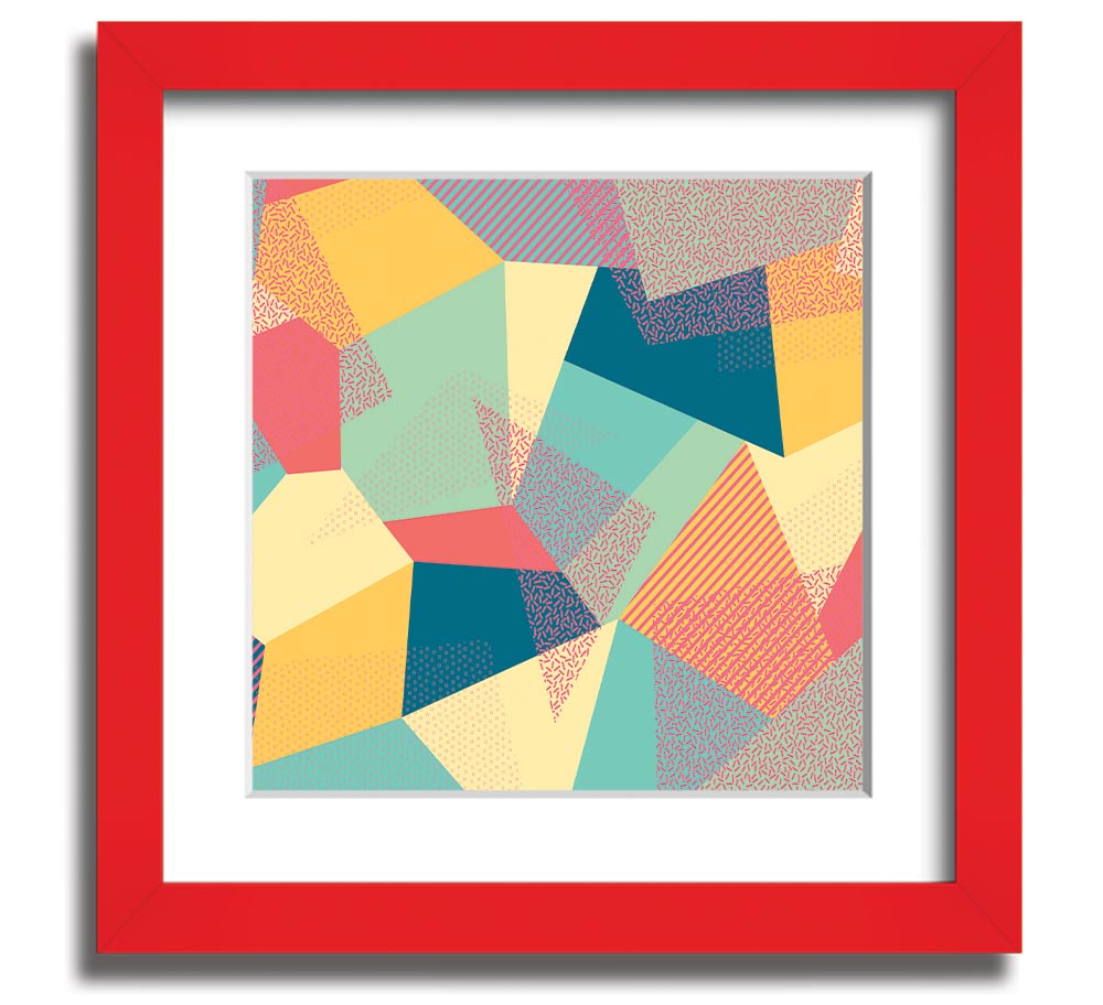 Abstract Triangles Square Framed Print in a stylish frame, showcasing geometric designs.