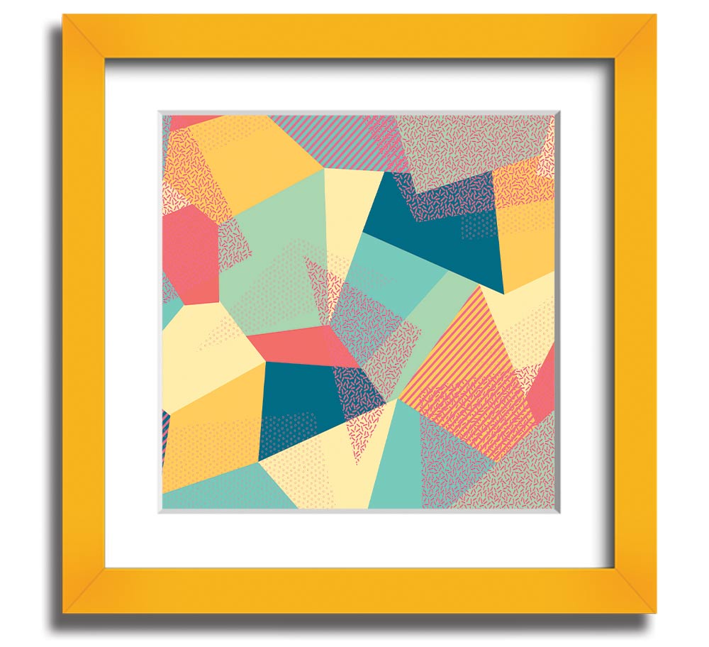 Abstract Triangles Square Framed Print in a stylish frame, showcasing geometric designs.