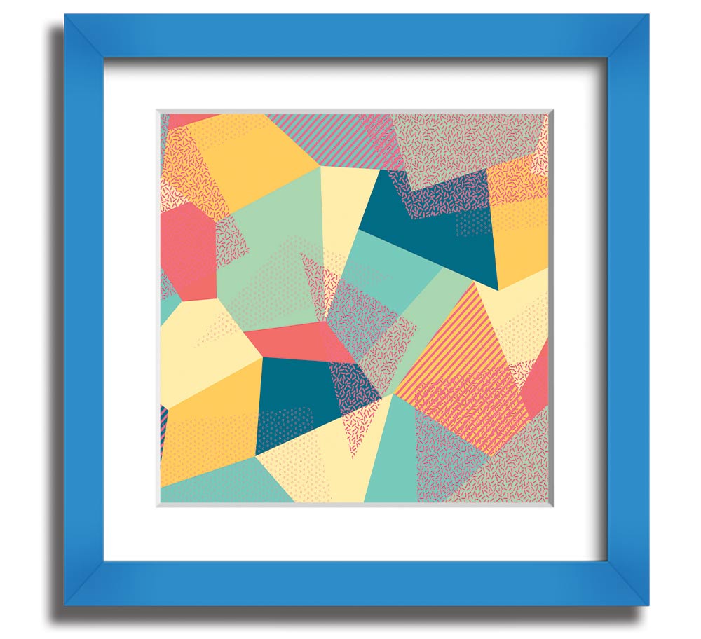 Abstract Triangles Square Framed Print in a stylish frame, showcasing geometric designs.