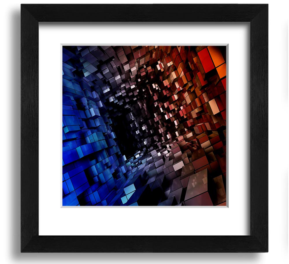 Abstract Tunnel Square Framed Print in multiple frame colors, showcasing a modern design.