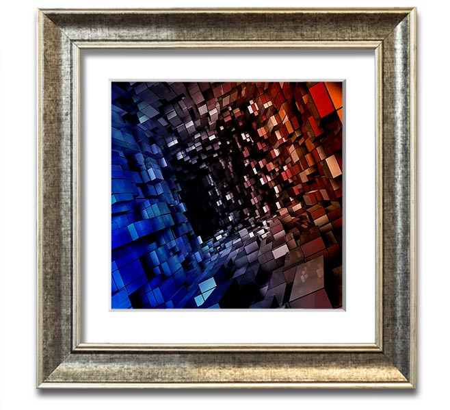 Abstract Tunnel Square Framed Print in multiple frame colors, showcasing a modern design.