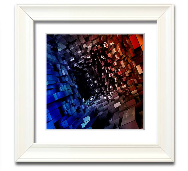 Abstract Tunnel Square Framed Print in multiple frame colors, showcasing a modern design.