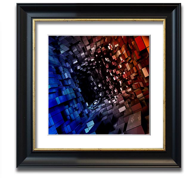 Abstract Tunnel Square Framed Print in multiple frame colors, showcasing a modern design.