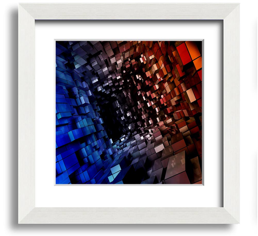 Abstract Tunnel Square Framed Print in multiple frame colors, showcasing a modern design.