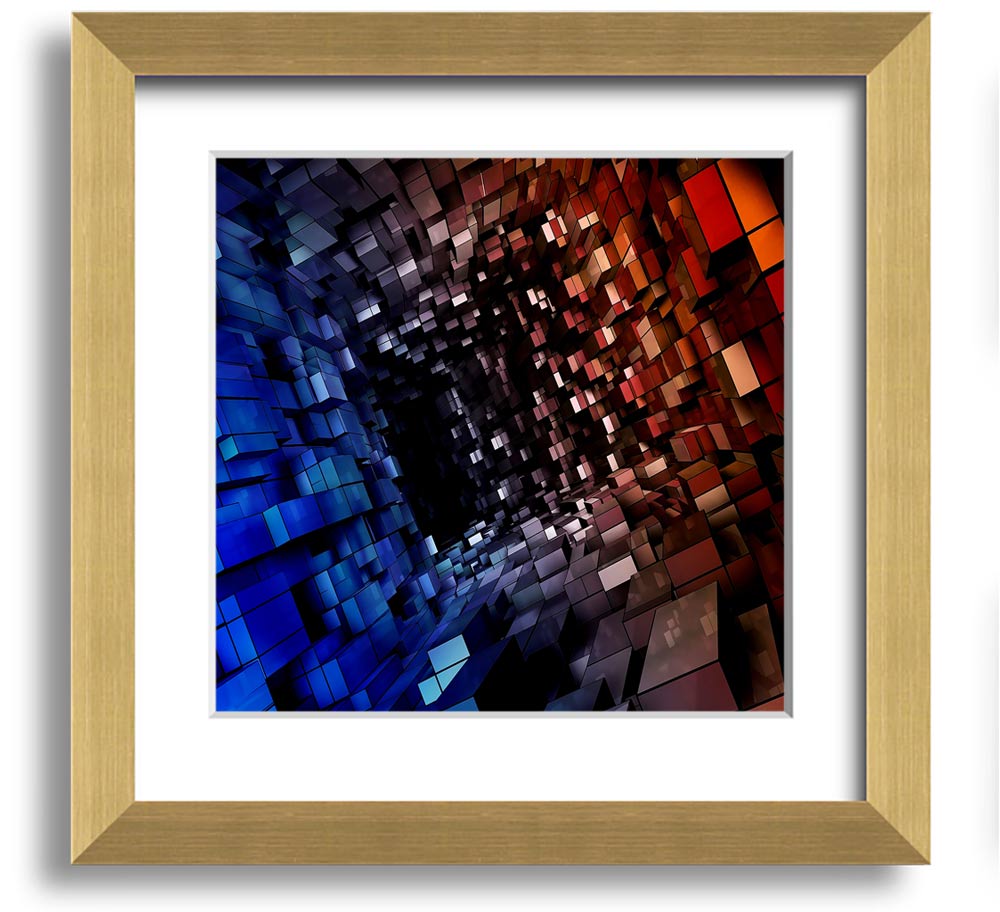 Abstract Tunnel Square Framed Print in multiple frame colors, showcasing a modern design.