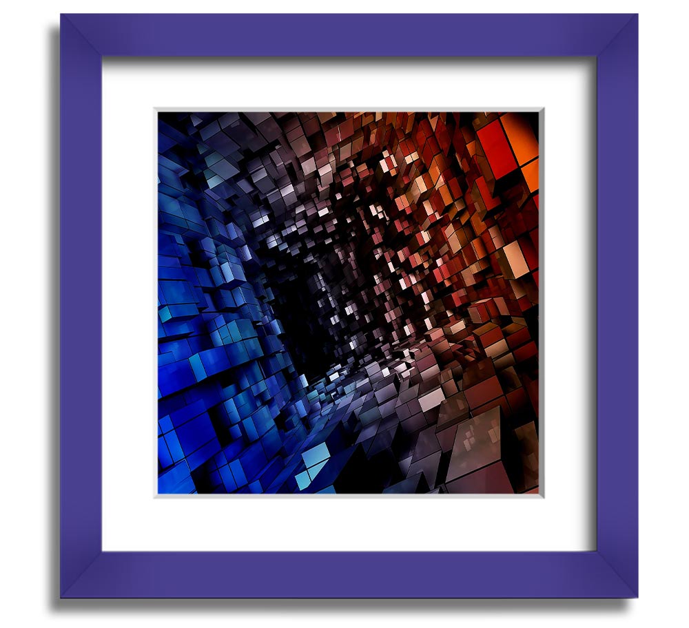 Abstract Tunnel Square Framed Print in multiple frame colors, showcasing a modern design.