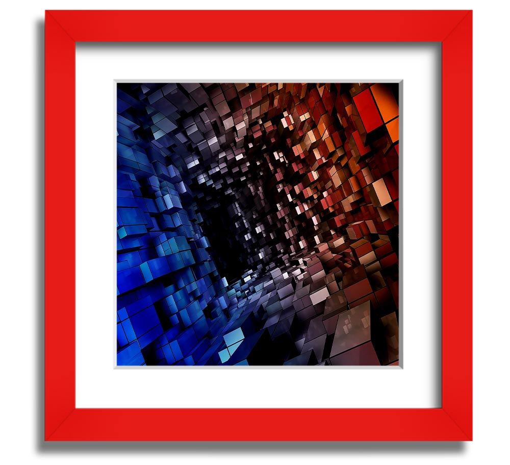 Abstract Tunnel Square Framed Print in multiple frame colors, showcasing a modern design.