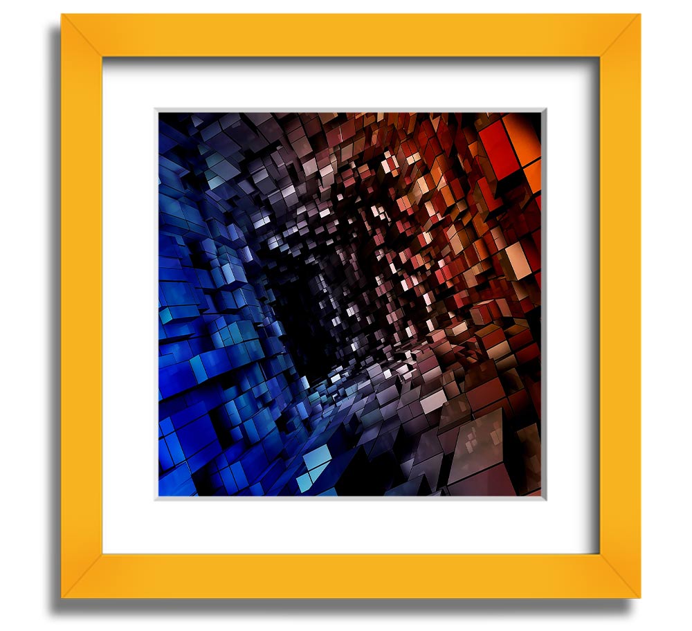 Abstract Tunnel Square Framed Print in multiple frame colors, showcasing a modern design.