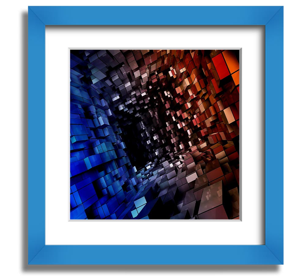 Abstract Tunnel Square Framed Print in multiple frame colors, showcasing a modern design.