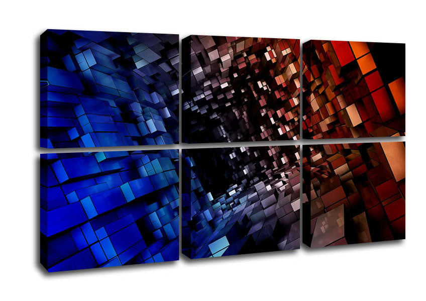 Abstract Tunnel canvas art mounted on a 44mm box frame, showcasing vibrant colors and modern design.