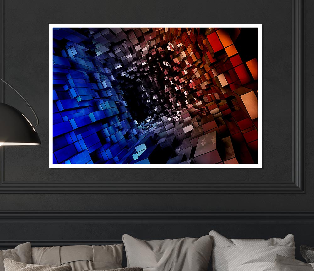 Abstract Tunnel canvas poster featuring vibrant colors and unique patterns, ready for display or framing.