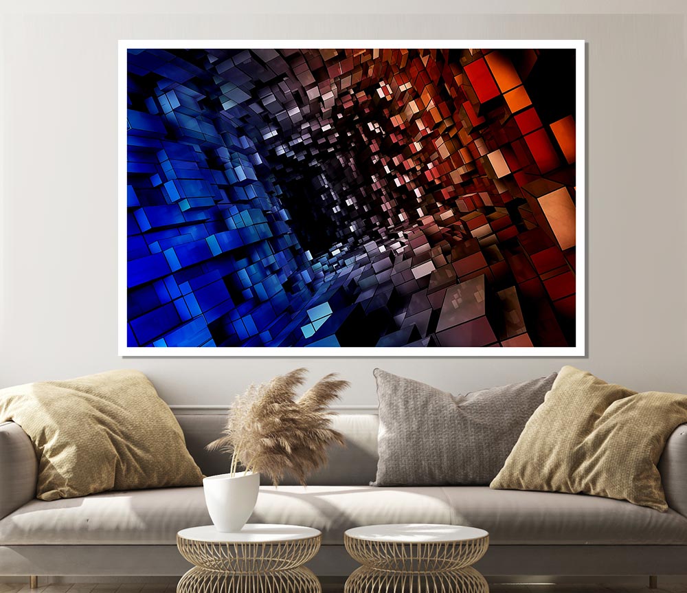 Abstract Tunnel canvas poster featuring vibrant colors and unique patterns, ready for display or framing.