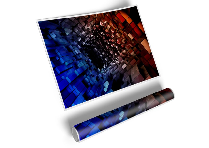 Abstract Tunnel canvas poster featuring vibrant colors and unique patterns, ready for display or framing.