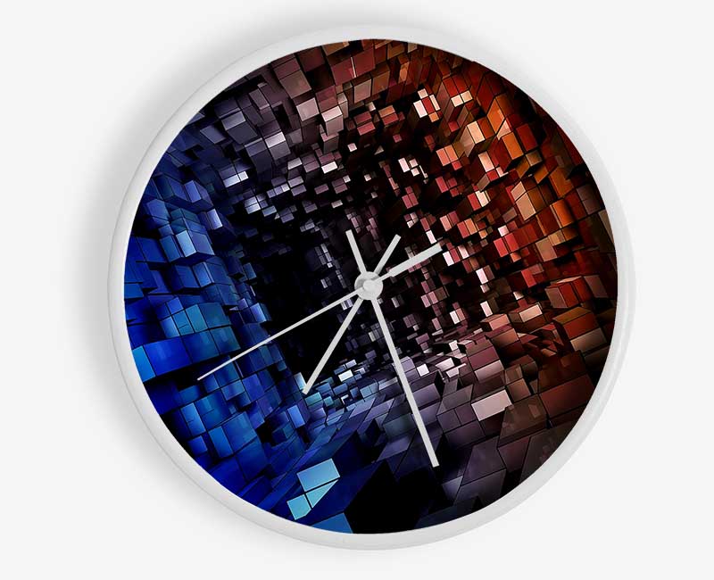 Abstract Tunnel clock made of natural bamboo with a round face, available in black, white, and natural frame colors.