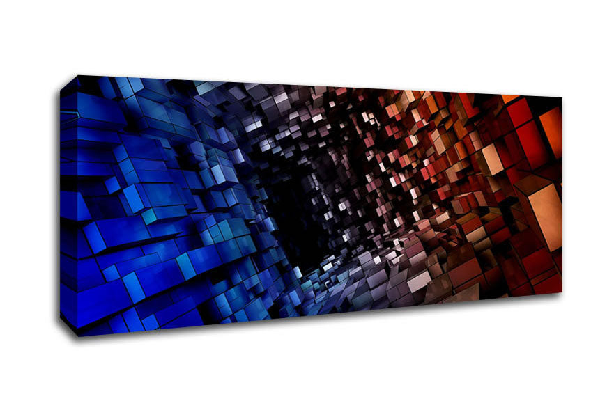 Abstract Tunnel canvas art mounted on a 44mm box frame, showcasing vibrant colors and intricate design.