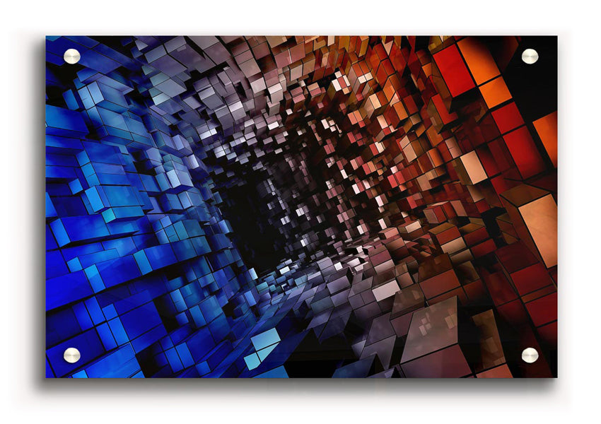 Abstract Tunnel acrylic print on 5mm thick acrylic glass, showcasing vibrant colors and modern design.