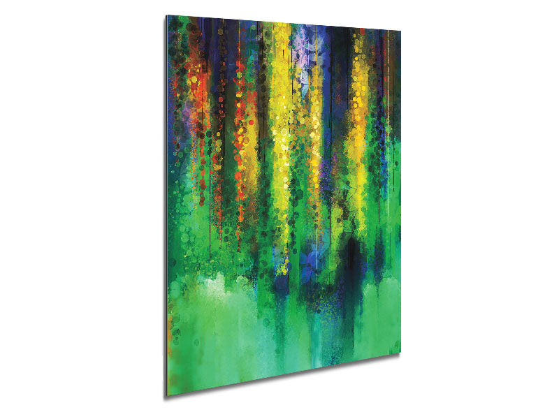 Abstract Willow Tree artwork printed on brushed aluminium, showcasing a modern design with vibrant colors.