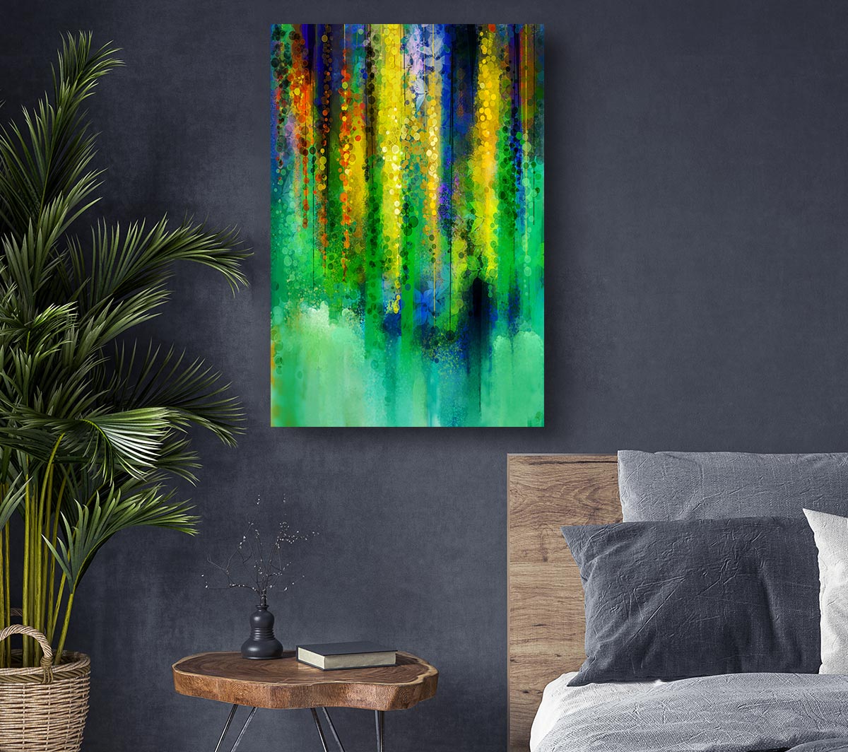 Abstract Willow Tree canvas art mounted on a 44mm box frame, showcasing elegant branches and serene colors.