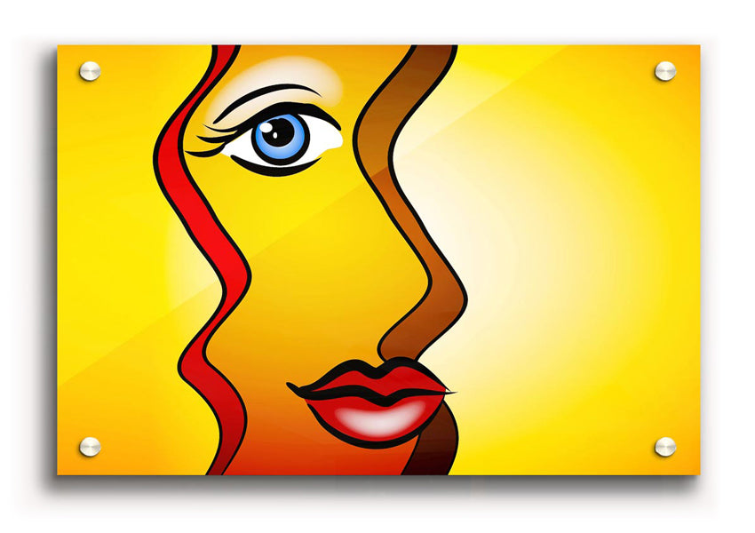 Abstract Woman acrylic print on 5mm thick acrylic glass, showcasing vibrant colors and modern design.