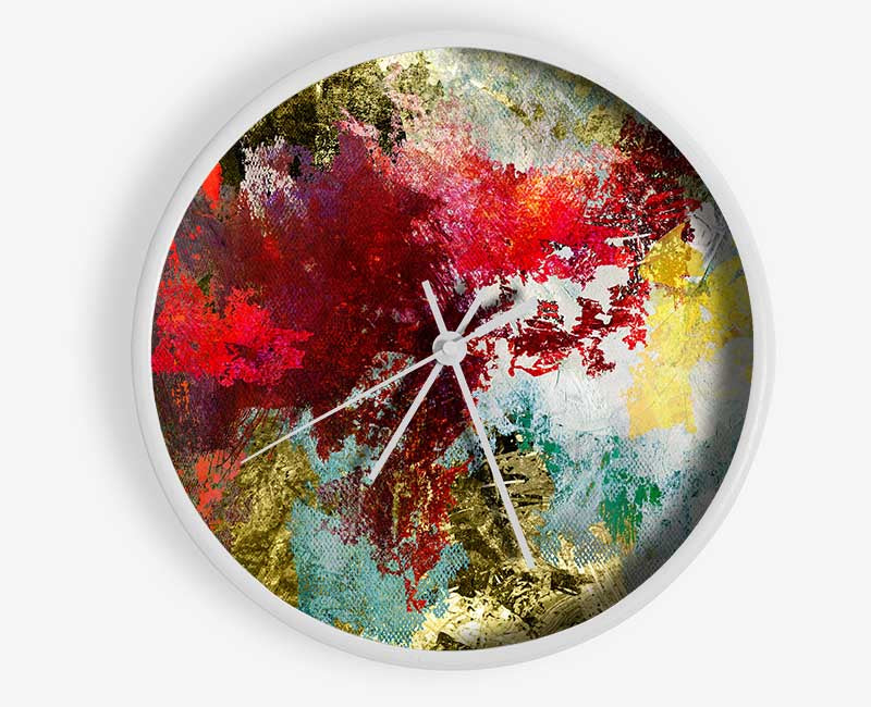 Abstract World grunge map clock made from natural bamboo with a round face and clear Plexiglas lens.