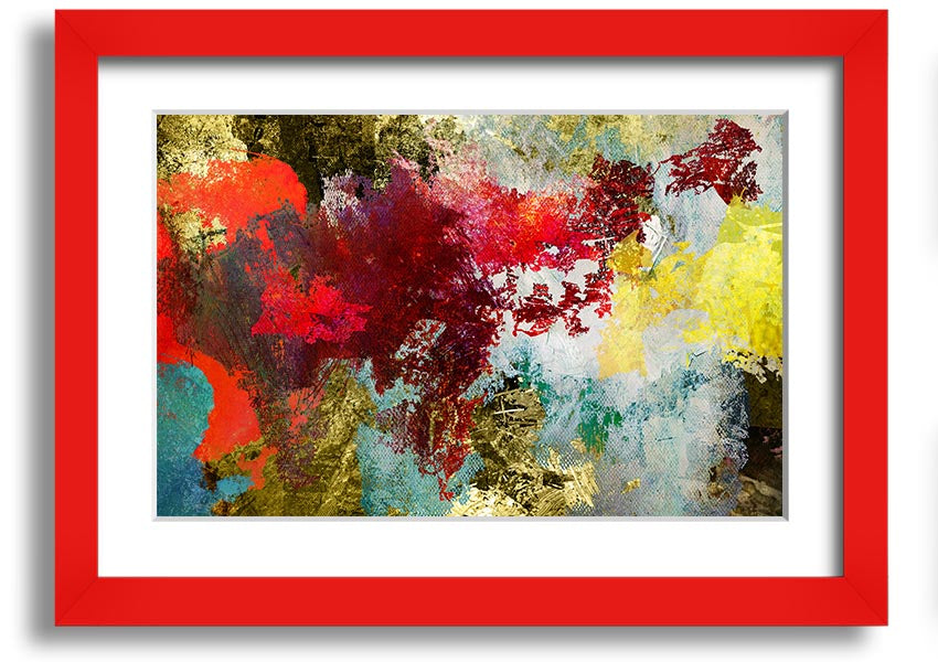 Abstract World grunge map framed print in various frame colors, showcasing a unique artistic design.