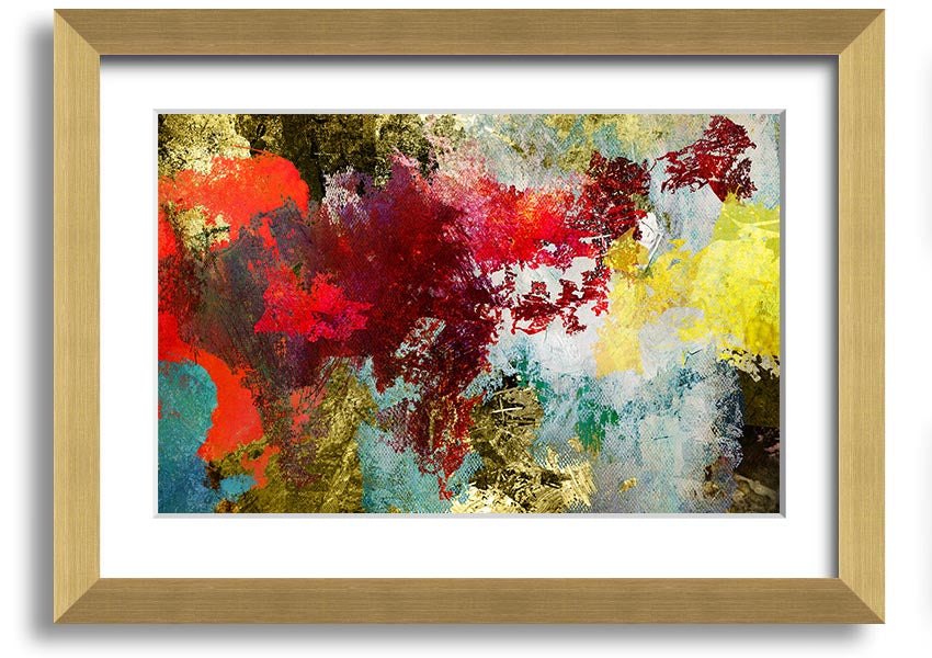 Abstract World grunge map framed print in various frame colors, showcasing a unique artistic design.