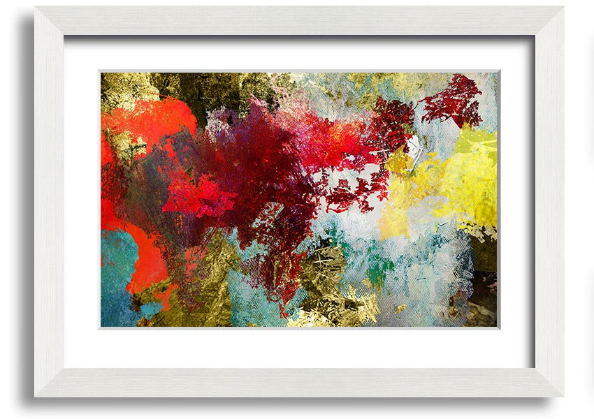 Abstract World grunge map framed print in various frame colors, showcasing a unique artistic design.