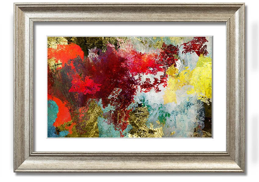 Abstract World grunge map framed print in various frame colors, showcasing a unique artistic design.