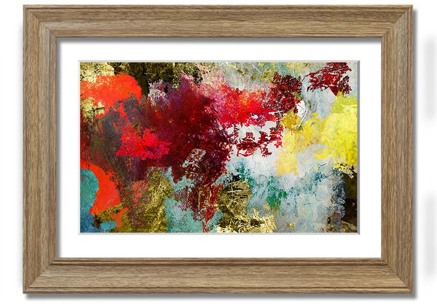 Abstract World grunge map framed print in various frame colors, showcasing a unique artistic design.