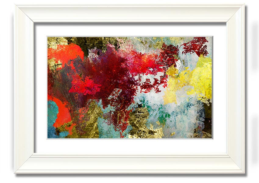 Abstract World grunge map framed print in various frame colors, showcasing a unique artistic design.