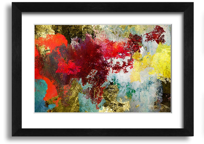 Abstract World grunge map framed print in various frame colors, showcasing a unique artistic design.