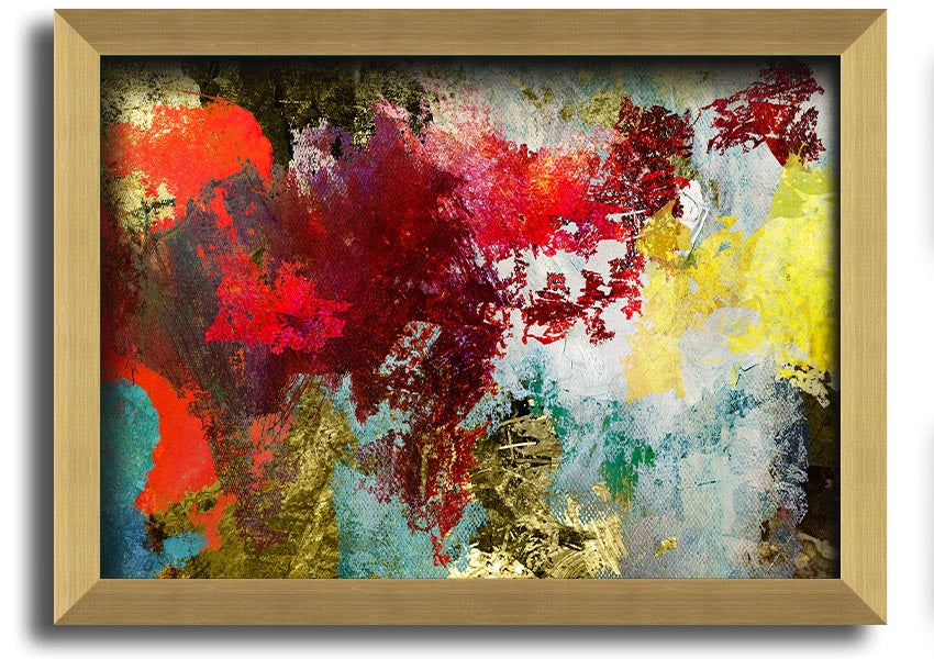 Abstract World grunge map framed print in various frame colors, showcasing a unique artistic design.