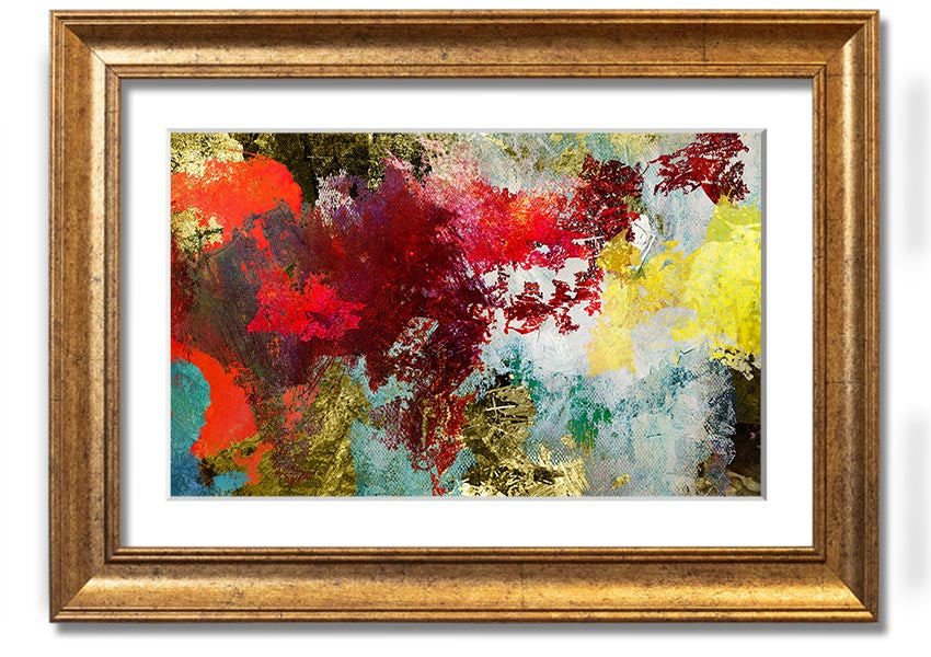 Abstract World grunge map framed print in various frame colors, showcasing a unique artistic design.