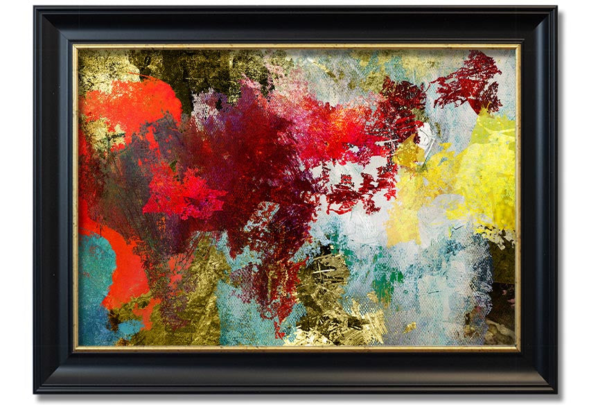 Abstract World grunge map framed print in various frame colors, showcasing a unique artistic design.