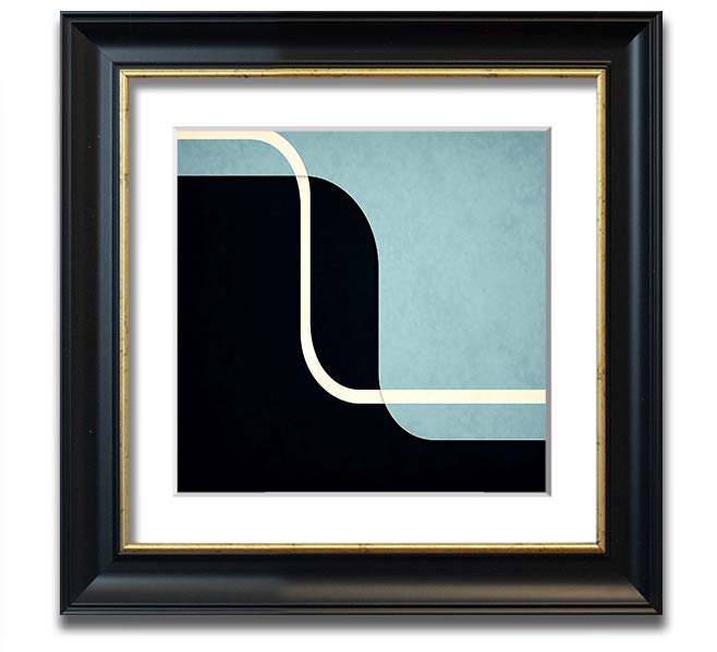 Abstract Yin Yang Square Framed Print with various frame colors, showcasing modern art and balance.