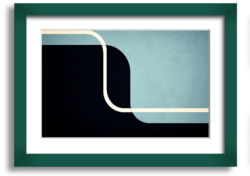 Framed Abstract Yin Yang print showcasing a modern design with contrasting colors, ready to hang on a wall.