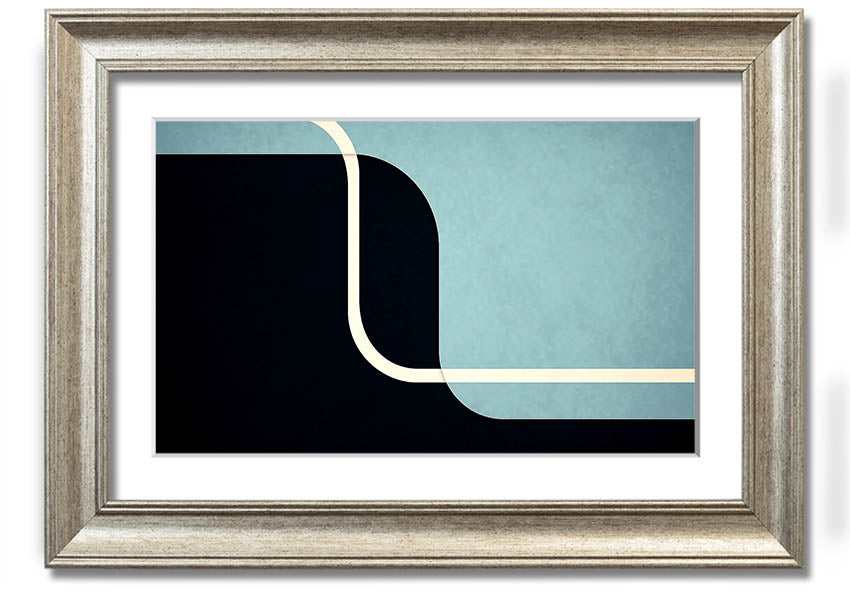 Framed Abstract Yin Yang print showcasing a modern design with contrasting colors, ready to hang on a wall.