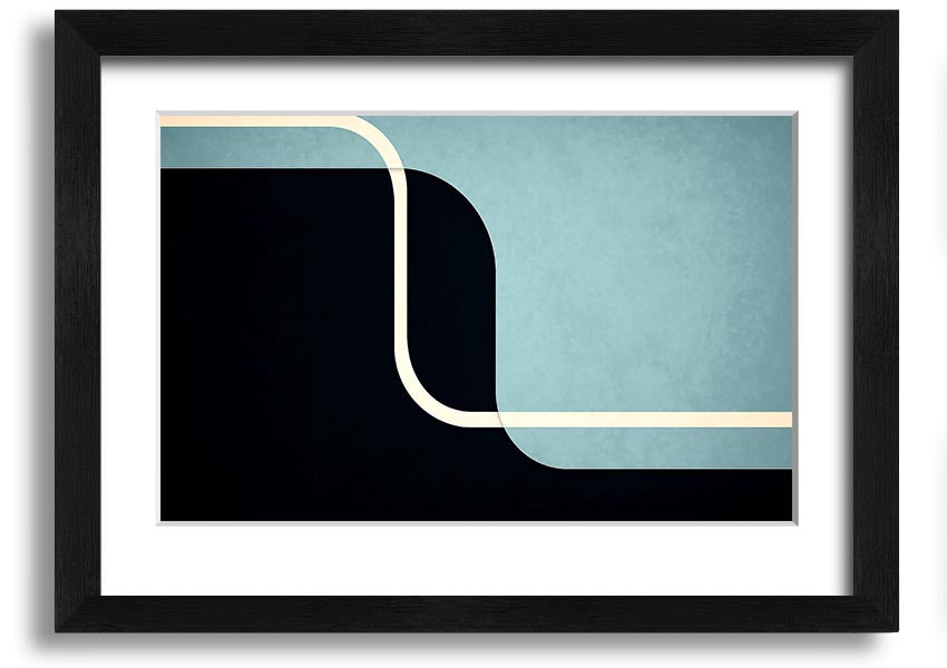 Framed Abstract Yin Yang print showcasing a modern design with contrasting colors, ready to hang on a wall.