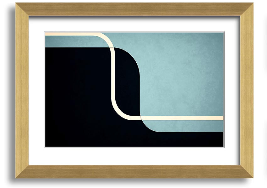 Framed Abstract Yin Yang print showcasing a modern design with contrasting colors, ready to hang on a wall.