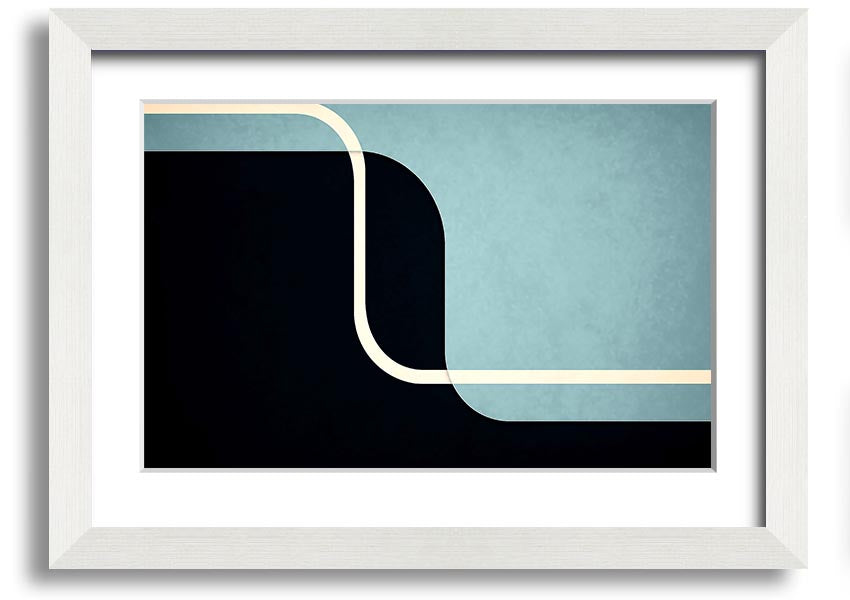 Framed Abstract Yin Yang print showcasing a modern design with contrasting colors, ready to hang on a wall.